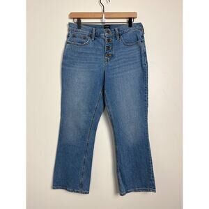 J.Crew Mid Rise Flare Crop Button Fly Denim Jean Womens 29 Casual Spring